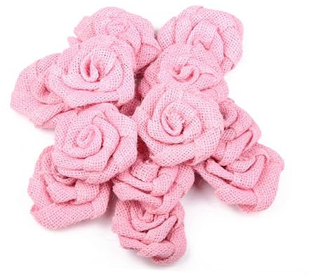 Ciieeo 6st Blumenornamente Sackblumen Zum Basteln Weihnachtsblumen Sackleinen-rosenkranz Sackleinen Stieg Blumendekoration Rosa Blumenanzug Künstlich Tischgesellschaft