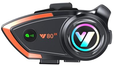 OBEST Intercom Moto， IP65 Étanche，Technologie Avancée de Contrôle de Bruit, kit Mains Libres， Système Communication de 800m,Bluetooth Casque Moto, 31887