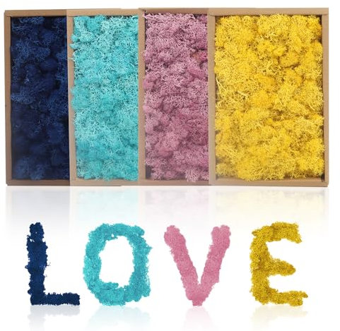 Konserviertes Moos, getrocknetes Rentiermoos, 0,8 kg, mehrfarbiges Moos zum Basteln, Blumenmoos für Heimwerker, Kunst, Wand, Zuhause, Büro, Terrarien, Hochzeit, Tafelaufsätze, Dekoration (gemischte