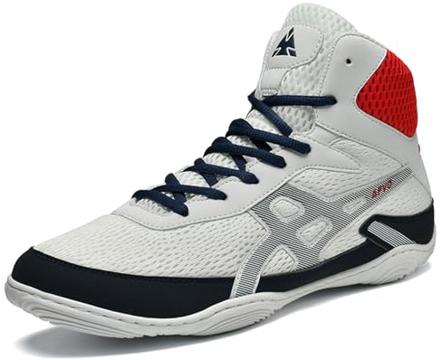 PENXZT Zapatos de Boxeo para Hombres Zapatos de Lucha Libre Respirable Antideslizante Zapatos de Lucha en Cuclillas para Mujer Juvenil Lucha Boxeo Wrestling,White b,45 EU