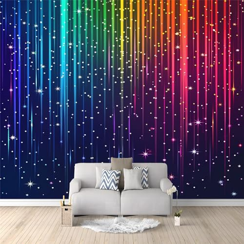 Fototapete Sterne bunte Linien 250 x 175cm Tapete Fototapeten Vlies Tapeten Vliestapete Wandtapete moderne Wand Schlafzimmer Wohnzimmer Büro Sonnenuntergang