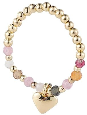 Boho Kristallperlen Stretch Ring Perlen Stapelring Edelstein Perlen Elastischer Fingerring Regenbogen Perlen elastischer Ring Handgefertigter Stapelring Schmuck für Frauen und Mädchen Geschenke