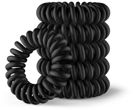 IMPERIO Elastique Cheveux Spirale - Premium Elastique Cheveux pour Femmes & Filles en Plusieurs Couleurs - Évite la Casse, les Pointes Fourchues & les Nœuds (Noir Petit)