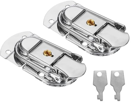 PATIKIL Suitcase Lock Hasp 2.64 x 1.34, 2Pcs Metal Iron Toggle Catch Latch with Key for Jewelry Box Wooden Case Toolbox Briefcases Luggage, Silver
