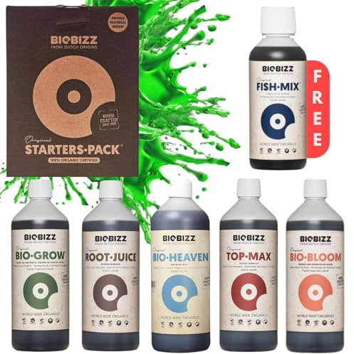 Starter Pack Biobizz Dünger Set | Starterset GrowSet Indoor | Naturdünger | Flüssiger | Wachstum und Blüte | 100 % organisch | Für 10–30 Pflanzen | Für Anfänger geeignet | Einfache Anwendung