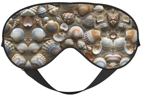 Schlafmaske mit Muschelmotiv, Schlafmaske, Nacht-Augenbinde, weicher Augenschutz für Damen und Herren, für Reisen, Nickerchen, Meditation
