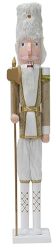BAKAJI Soldato Schiaccianoci di Natale in Legno Gigante Altezza 106 cm Abiti Dipinti Barba e Capelli in Peluche con Meccanismo Funzionante Decorazioni Natalizie (Design 18)