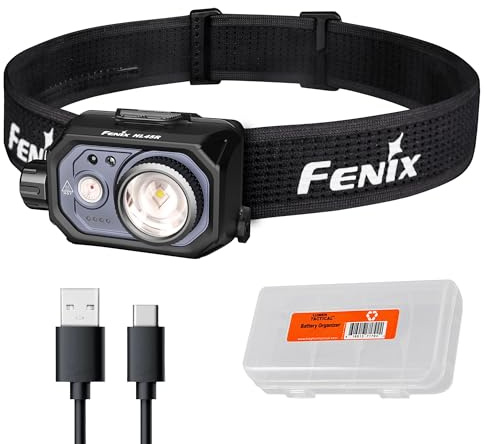 Fenix HL45R 1000 Lumen Zoombare Stirnlampe, USB-C wiederaufladbar, 3X AAA Dual Fuel, Gestenerkennung, einstellbarer Fokus mit Flutlicht, Strahler, Rotlicht und LumenTac-Organizer