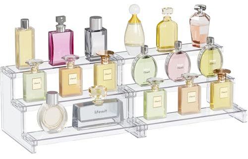 Lifewit 3-stegs klart displaystativ, 2 stycken, parfym i plast, monter för make-up, figurer, smycken, cupcake, nagellack, bänkskiva dekorera displaystativ, 22,8 cm