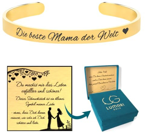 Lumari Gold Personalisiertes Armreif mit Gravur – Gold Edelstahl Armband für Damen, Hypoallergen, Rostfrei – Elegantes Geschenk für Frauen in 4mm, 6mm, 8mm
