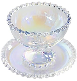 BOJHGO Copas De Helado Taza de Cristal for Postre, Cuenco for Helado, Cuentas de Cristal Artesanal, ensaladera de Frutas, Taza for Helado y platillo, 2 uds.(Colorful2)