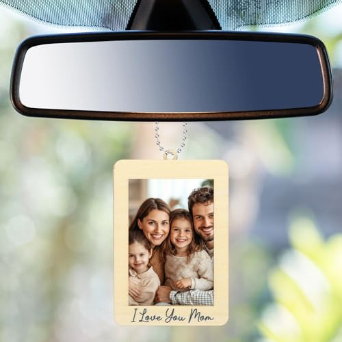 QUARKZMAN 2 Stück Auto-Rückspiegel Hängende Fotorahmen Gedenk-Fotorahmen | 2,7 x 3,9 Bilderrahmen Holzrahmen, Anhänger Dekorationen, für Auto Dekorationen