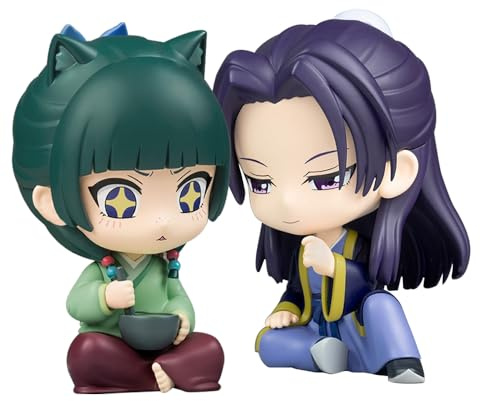 Noowye Jinshi Action Figurine Anime Maomao Statue Anime Q Figurine 11,5 cm Assis Fille Statue PVC Dessin animé Modèle Décoration de bureau Ornements Cadeau 2 pièces