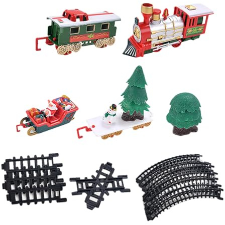 minkissy Trenino Natalizio Giocattolo di Simulazione con Binari Decorazioni da Scrivania con Trenini Retro Ornamenti Natalizi Forma di Cartone Animato