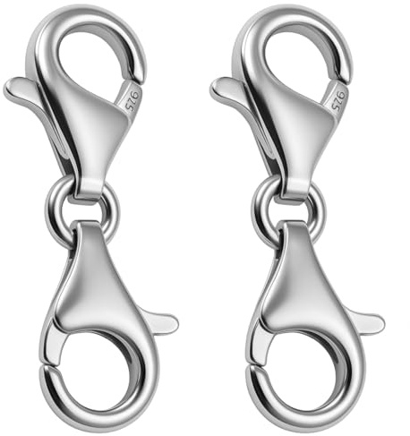 My-Bead Hummerlås dubbelt 925 sterlingsilver smyckeslås 19 mm för kedjor armband ersättning & reparation karbinhakar gör-det-själv smyckestillbehör (2 stycken)