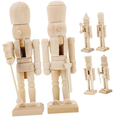 FONDOTIN Lot De 6 Casse-Noisettes en Bois De Noël Soi-même 12 Cm Figurines De Soldat en Noyer Style Aléatoire Décoration Festive DIY