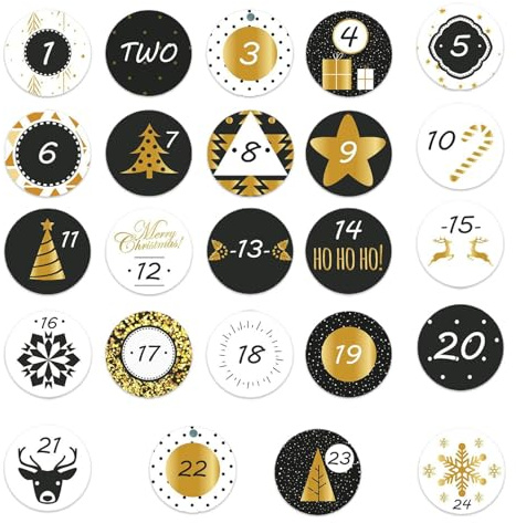 Jeruytgh Etichette Numerate Per L Avvento Di Natale | Calendario Avvento
