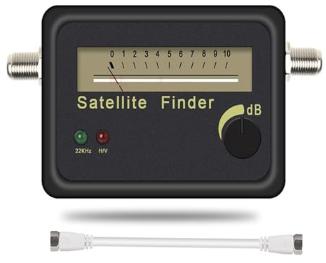 Satfinder digitale Misuratore di segnale Puntatore Ricevitore TV satellitare Sat Finder Alta sensibilità(Added White cable)