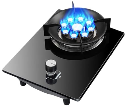Table De Cuisson À Gaz 1 Brûleur, Cuisinière À Gaz Portable 5 KW, Poêle À Frire Haute Température 9 Cavités, Grille En Fonte Et Verre Trempé, Avec Protection Anti-extinction(LPG)