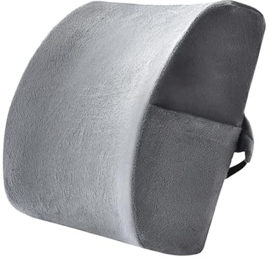 perfk Cuscino di supporto per la schiena, schienale ergonomico, cinghia regolabile, cuscino per la schiena traspirante, multiuso, per divano, auto, ufficio, Grigio