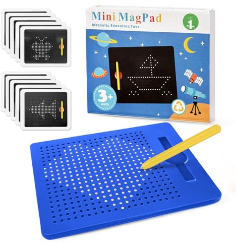 AMFUN Magnetische Zeichentafel, Kinder Magnetisches Stahlkugel Zeichentafel, Magische Magnetspiel, Magnet Spiel mit Kugeln und magnetischem Stift, für Kinder Ab 3 Jahre (Blau)
