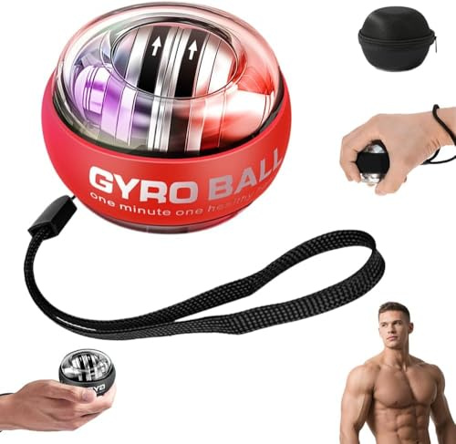 Generisch Aktivitätsball Handgelenktrainer-Ball,Vital Wrist,Auto-Start,Handgelenkstärker,Gyroskopischer Unterarm-Trainer,Gyro-Ball zur Stärkung von Armen, Fingern, Handgelenkknochen und Muskeln (Red)