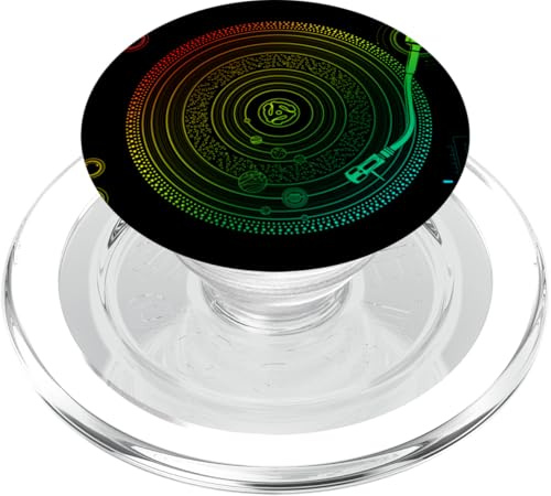 Space DJ T-Shirt - Sistema Solare Retro Giradischi EDM Colore 3 PopSockets PopGrip per MagSafe