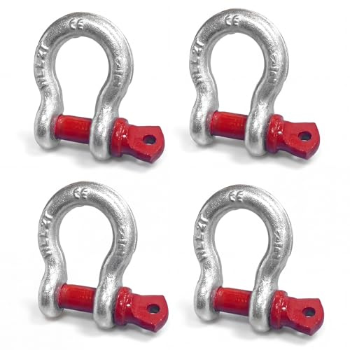 Eulihent 4 Stück Schäkel 1t | Feuerverzinkter Stahl U- schäckel Geschweift mit Gewindebolzen für Camping, Klettern, Transport, Umlenkrollen & Lastenheben (WLL: 1,0t)