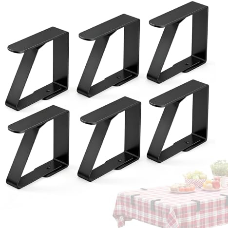 Zyrtkeriom Pince Nappe Table 7 Cm en Acier Inoxydable 6 Pièces - Pince pour Nappe De Table Résistante pour Table À Manger, Pique-Nique, Fête, Mariage (Noir)