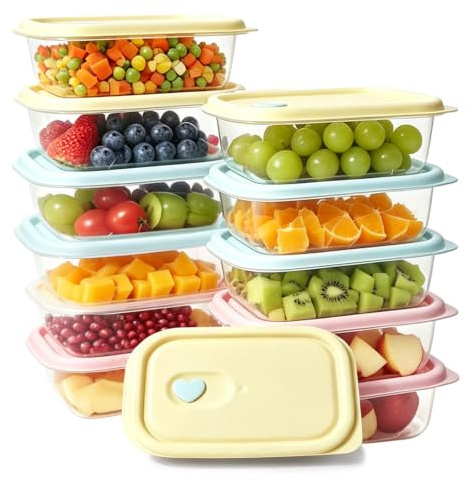Surflyee 12 Pezzi Contenitori Ermetici per Alimenti Piccoli, Riutilizzabili | 250ML Contenitori per Alimenti Plastica Piccoli, Scatole per Salsa, Condimenti, Adatto al Forno a Microonde e al Frigo