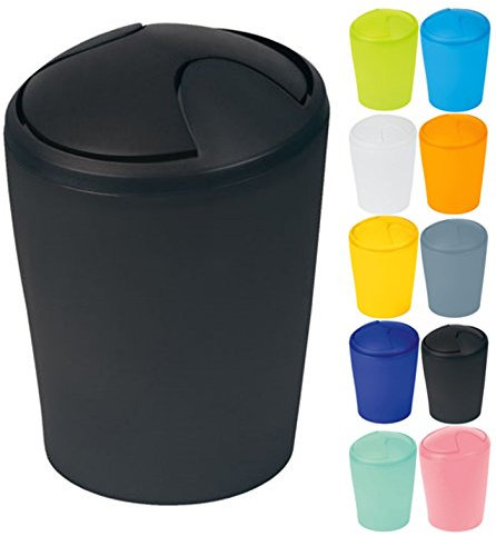 Spirella Kosmetikeimer Move Abfalleimer Schwingdeckeleimer | Kunststoff | 2 Liter |Schwarz