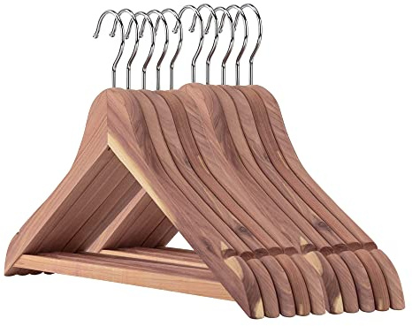 Hangerworld 10 Zedernholz Kleiderbügel 44cm Rutschfester Hosensteg Mottenschutz im Kleiderschrank