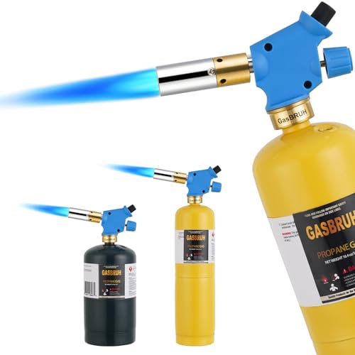 Propangasbrennerkopf mit Zünder, Gasbrenner-Set für Propan, Mapp-Gas, hochintensiver Brennerkopf, Trigger-Start-Gasbrenner, Turbo-Gasbrenner, Schweißbrenner-Set, Lötlampe (CSA, praktische Taschenlampe