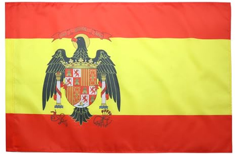 AZ FLAG Flagge Spanien 1977-1981 150x90 cm Polyester 100D Hohlsaum | Für innen und außen Spanische dekorative Flagge España 1977-1981 doppelte Nähte und verstärkte Kanten mit Masttunnel