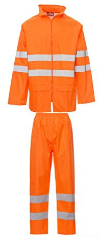 PAYPER Hi-VI RAINSET Completo Tuta Antipioggia da Lavoro Alta visibilitÓ Unisex Uomo Donna 100% Poliestere Bande Riflettenti Cappuccio Chiusura Zip Arancione Fluo (3XL)