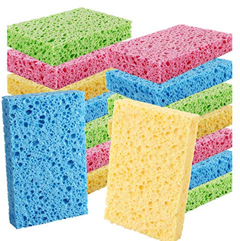 16 esponjas de Limpieza de Colores Resistentes a los arañazos para Cocina, celulosa, biodegradables, Esponja Natural, 16 Unidades