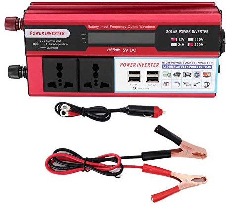 Onduleur Solaire, Chargeur de téléphone 4 USB 12V 24V 5000W DC à Affichage numérique avec onduleur