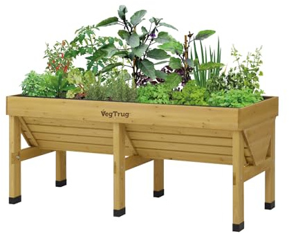 VegTrug Hochbeet Classic 1,8 m - Natural - 183 x 76 x 80 cm - ergonomisch | Pflanzkasten aus 100% FSC-Zedernholz - wetterfest für Balkon, Terrasse & Garten - platzsparendes Pflanzbeet mit Vlieseinlage