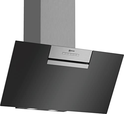 NEFF D85IEE1S0 Dunstabzugshaube schräg N30, 80cm, Abluft oder Umluft, Energieeffizienz B, Klarglas, schwarz