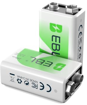EBL 9V batteri 280mAh typ NI-MH laddningsbara batterier 2 stycken