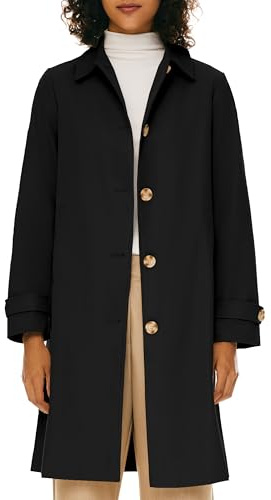 OROLAY Giacca a Vento Monopetto Medio Lungo da Donna Cappotto Trench Classico Capispalla Antivento con Risvolto Nero L