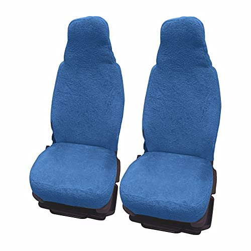 RAU Universal Sitzbezüge für Wohnmobile - 2 Stück - 100% Frottee - Azurblau