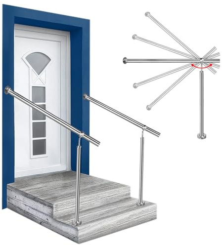 LZQ Edelstahl Geländer Eingangsgeländer Treppengeländer Handlauf für Treppen Wandhandlauf Außen Innen Treppenhaus - 150cm