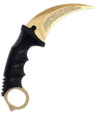 Milaloko Karambit Knife Trainer - Stainless Steel Practice Training Knife with Sheath for Beginner - 100% Safe Trainer Tool (Golden color)