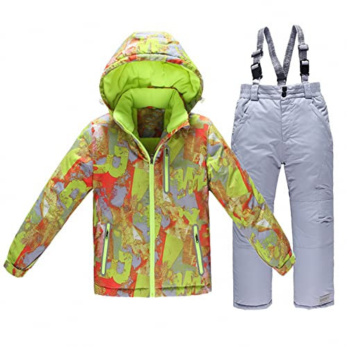 MAOTN Tute Sci per Bambini,Giacca Giubbino Sci+Pantaloni Neve Salopette,Cappotto Snowboard da Alpinismo Impermeabili Ragazzi/Ragazze,Soft Shell Snowsuit Calde Sport scolastici,Green,4A