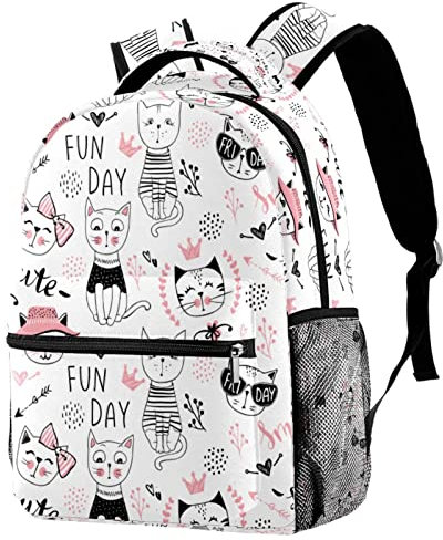 Y-DSIWX School Backpack for Teen Girls Boys, Cute Cats with Pink Accessories Travel Laptop Bag for Unisex Adults