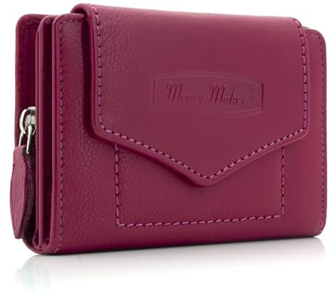 ekavale Geldbörse für Damen mit Druckknopf-Überschlag RFID weiches Leder (Pink)