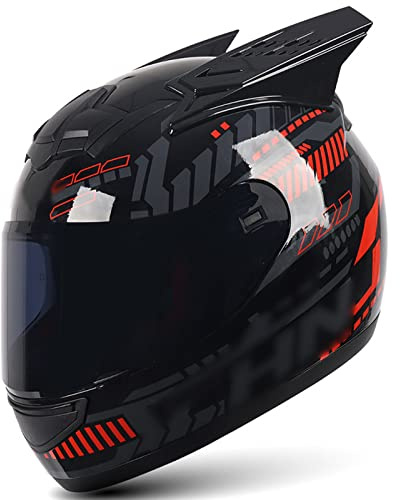 Casco de Motocicleta Personalizado para Adultos, Casco de Casco de Moto de Cara Completa Apropiadas con Casco de Motocicleta Todoterreno Aprobado para Todas Las Estaciones (54-64 cm)
