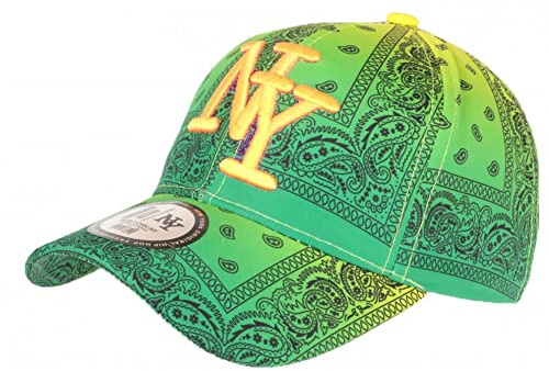 Hip Hop Honour Bandana grön och orange neon NY baseballkeps för barn från 7 till 11 år - storlek: En storlek - färg: Grön - Pojke, Färg: grön, One Size