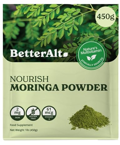 Better Alt Organic Moringa Powder, USDA Certified - Moringa Leaf Powder Perfect for Smoothie,Tea, Drinks & Recipes, Green Superfood, Moringa Oleifera Powder- 112 Servings 1 lb